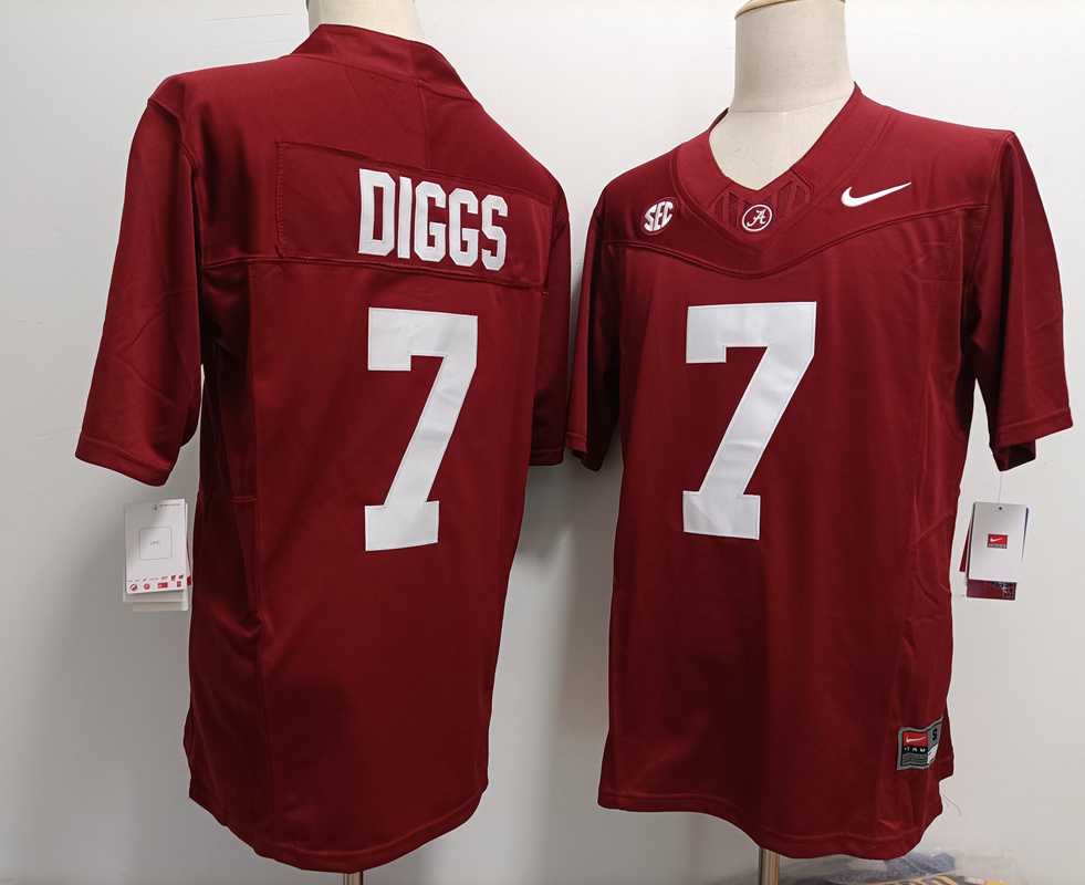 Mens Alabama Crimson Tide #7 Trevon Diggs Red FUSE College Stitched Jersey